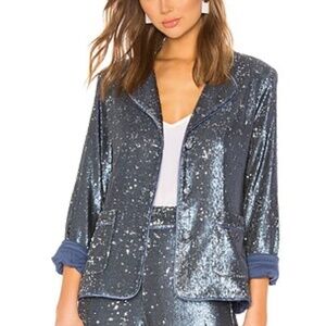 Alexis - Ripley blue sequins blazer and wide leg pant